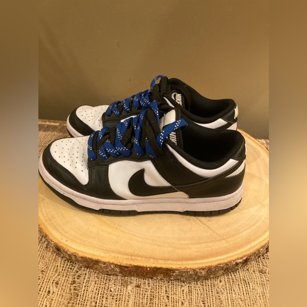 Nike Dunk Low Black & White DD1503-101‎ Panda Sneakers Blue Xtra Laces Sz-6.5
